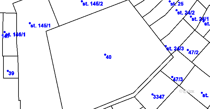 Parcela st. 40 v KÚ Kroměříž, Katastrální mapa