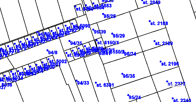 Parcela st. 95/41 v KÚ Kroměříž, Katastrální mapa