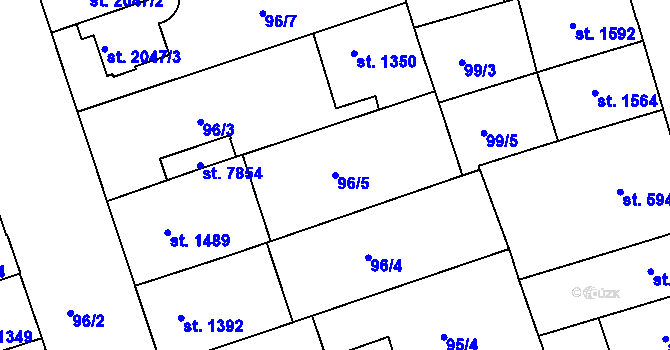 Parcela st. 96/5 v KÚ Kroměříž, Katastrální mapa
