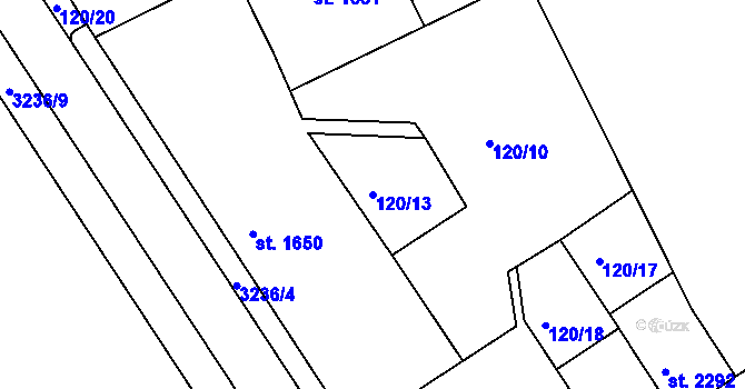 Parcela st. 120/13 v KÚ Kroměříž, Katastrální mapa