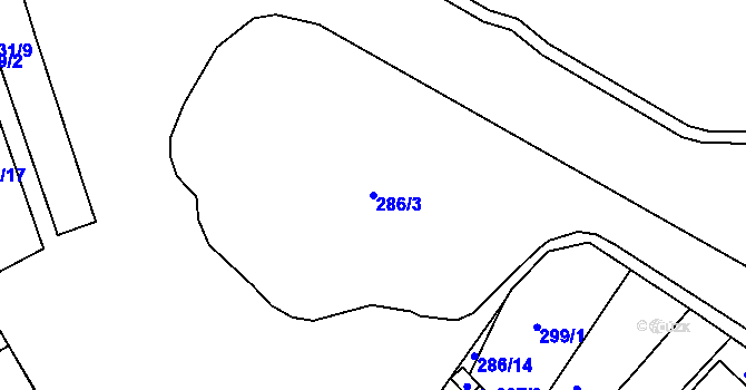 Parcela st. 286/3 v KÚ Kroměříž, Katastrální mapa