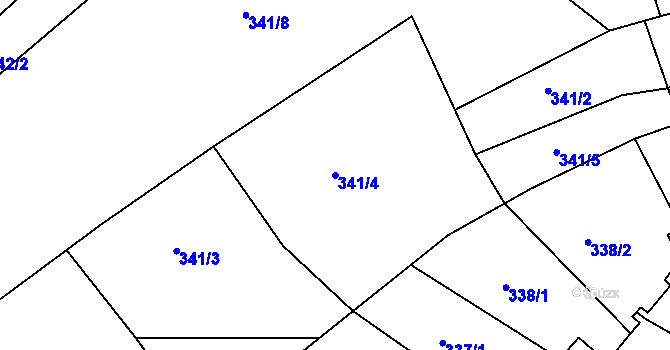 Parcela st. 341/4 v KÚ Kroměříž, Katastrální mapa