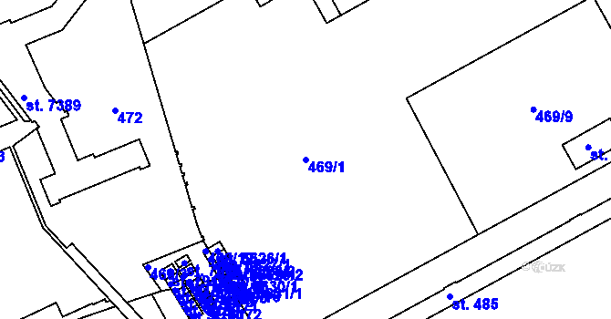 Parcela st. 469/1 v KÚ Kroměříž, Katastrální mapa