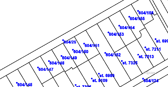 Parcela st. 604/151 v KÚ Kroměříž, Katastrální mapa