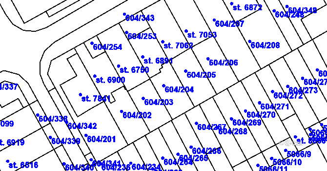 Parcela st. 604/204 v KÚ Kroměříž, Katastrální mapa