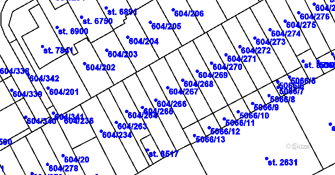 Parcela st. 604/267 v KÚ Kroměříž, Katastrální mapa