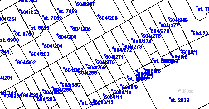 Parcela st. 604/271 v KÚ Kroměříž, Katastrální mapa