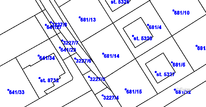 Parcela st. 681/14 v KÚ Kroměříž, Katastrální mapa