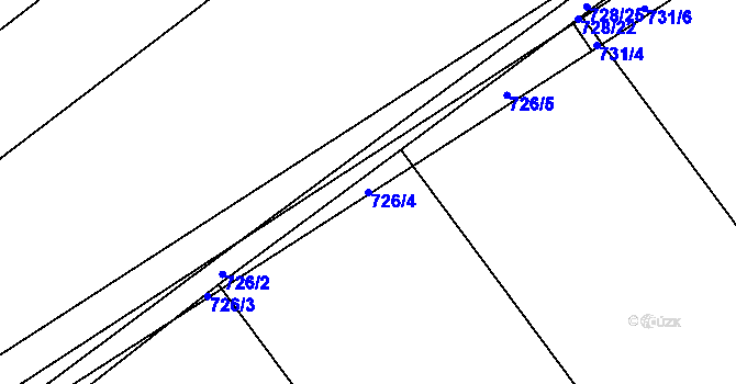 Parcela st. 726/4 v KÚ Kroměříž, Katastrální mapa