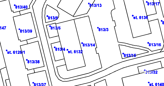 Parcela st. 813/14 v KÚ Kroměříž, Katastrální mapa