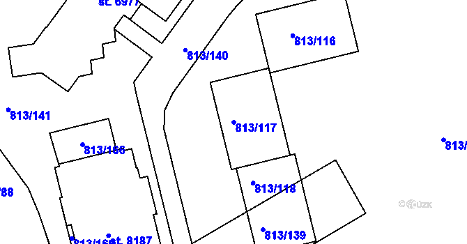 Parcela st. 813/117 v KÚ Kroměříž, Katastrální mapa