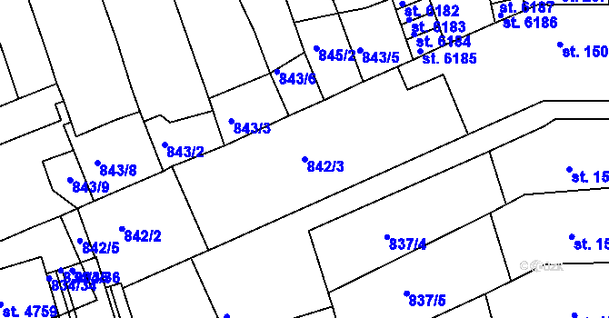 Parcela st. 842/3 v KÚ Kroměříž, Katastrální mapa