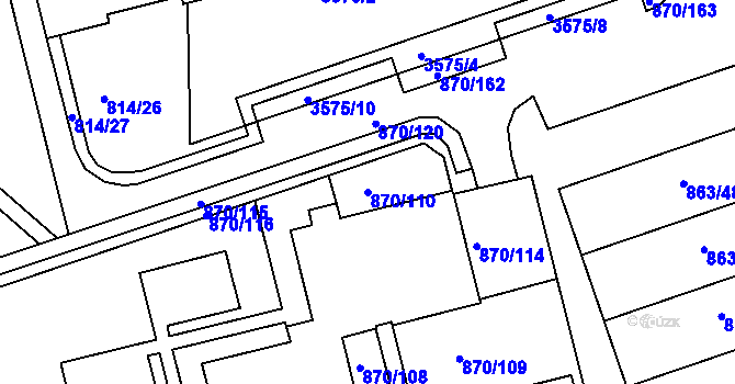 Parcela st. 870/110 v KÚ Kroměříž, Katastrální mapa
