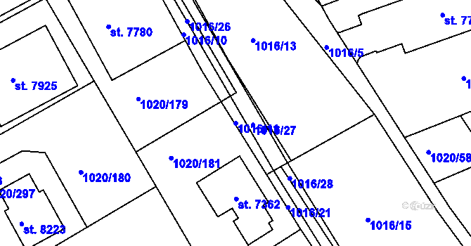 Parcela st. 1016/11 v KÚ Kroměříž, Katastrální mapa