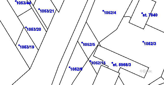 Parcela st. 1052/5 v KÚ Kroměříž, Katastrální mapa