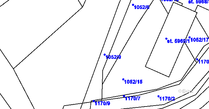 Parcela st. 1052/9 v KÚ Kroměříž, Katastrální mapa