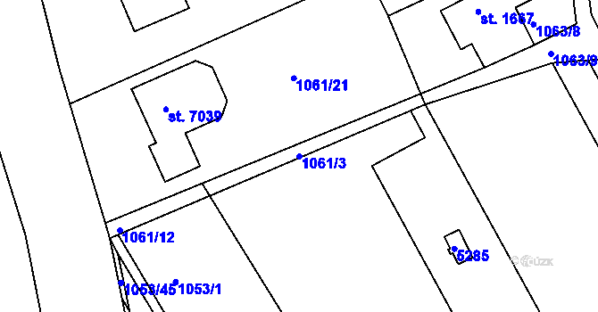 Parcela st. 1061/3 v KÚ Kroměříž, Katastrální mapa