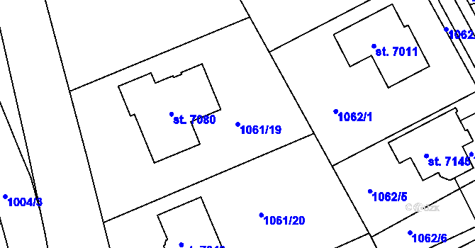 Parcela st. 1061/19 v KÚ Kroměříž, Katastrální mapa