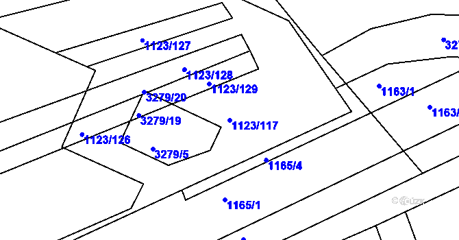 Parcela st. 1123/117 v KÚ Kroměříž, Katastrální mapa