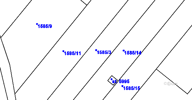 Parcela st. 1585/3 v KÚ Kroměříž, Katastrální mapa