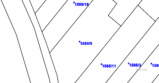 Parcela st. 1585/9 v KÚ Kroměříž, Katastrální mapa