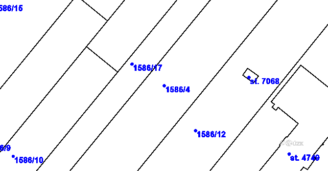 Parcela st. 1586/4 v KÚ Kroměříž, Katastrální mapa