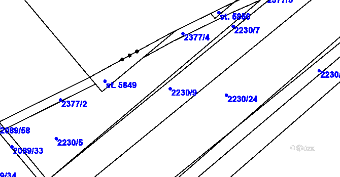 Parcela st. 2230/9 v KÚ Kroměříž, Katastrální mapa