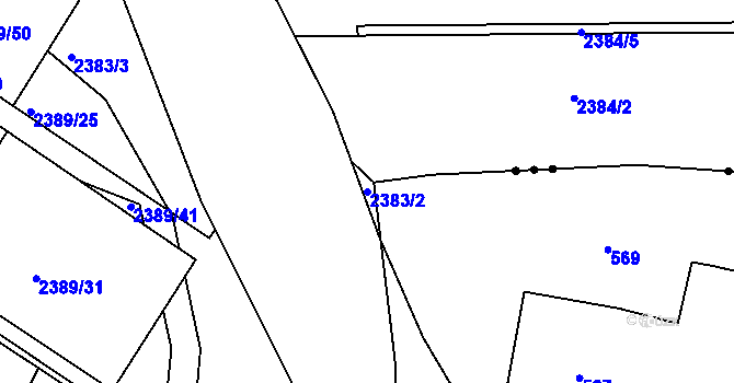 Parcela st. 2383/2 v KÚ Kroměříž, Katastrální mapa