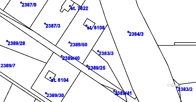 Parcela st. 2383/3 v KÚ Kroměříž, Katastrální mapa