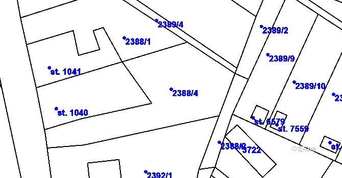 Parcela st. 2388/4 v KÚ Kroměříž, Katastrální mapa