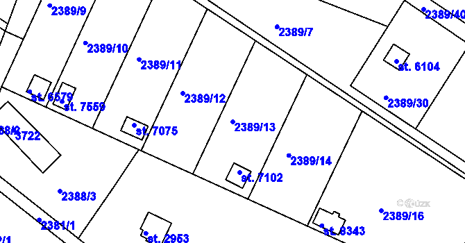 Parcela st. 2389/13 v KÚ Kroměříž, Katastrální mapa