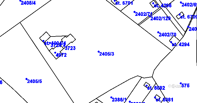 Parcela st. 2405/3 v KÚ Kroměříž, Katastrální mapa