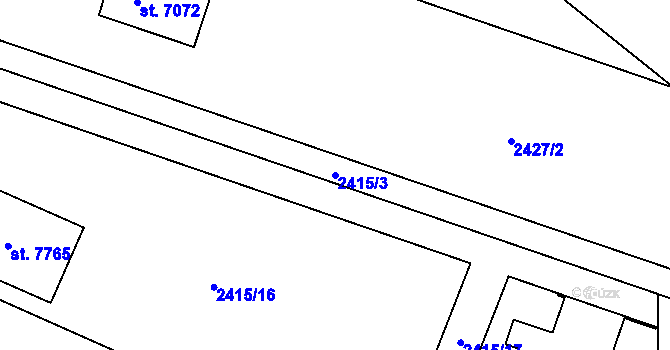 Parcela st. 2415/3 v KÚ Kroměříž, Katastrální mapa