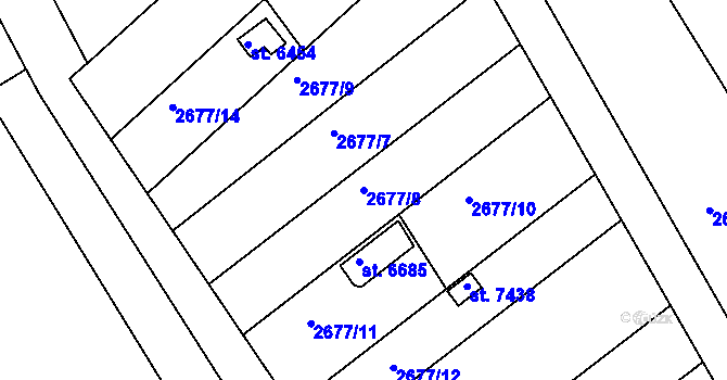 Parcela st. 2677/8 v KÚ Kroměříž, Katastrální mapa