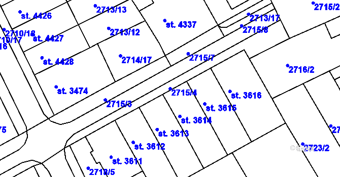 Parcela st. 2715/4 v KÚ Kroměříž, Katastrální mapa