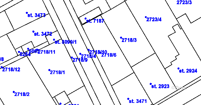 Parcela st. 2718/6 v KÚ Kroměříž, Katastrální mapa