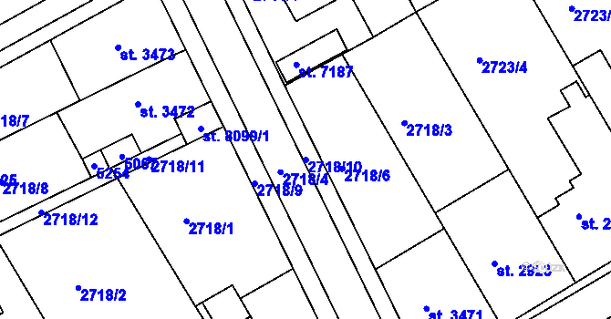 Parcela st. 2718/10 v KÚ Kroměříž, Katastrální mapa
