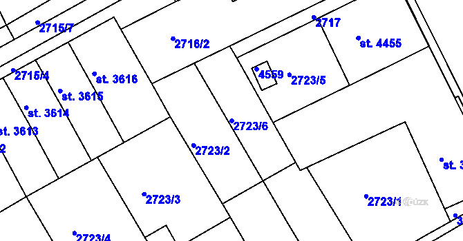 Parcela st. 2723/6 v KÚ Kroměříž, Katastrální mapa