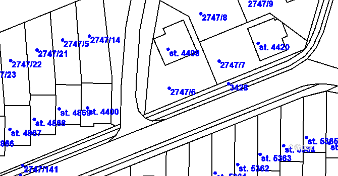Parcela st. 2747/6 v KÚ Kroměříž, Katastrální mapa