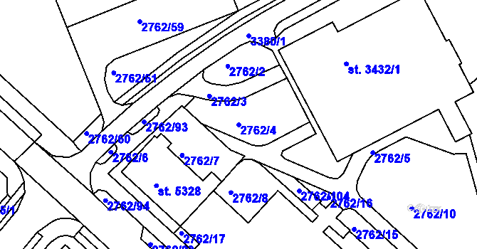 Parcela st. 2762/4 v KÚ Kroměříž, Katastrální mapa