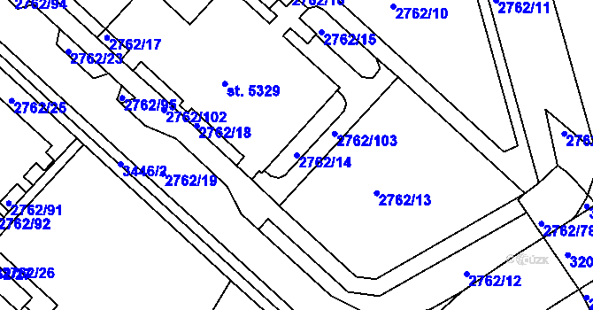 Parcela st. 2762/14 v KÚ Kroměříž, Katastrální mapa