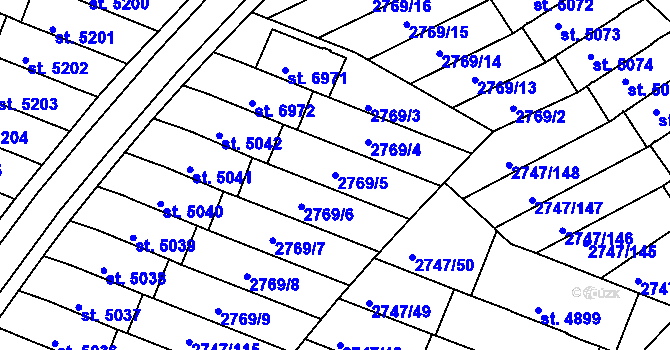Parcela st. 2769/5 v KÚ Kroměříž, Katastrální mapa