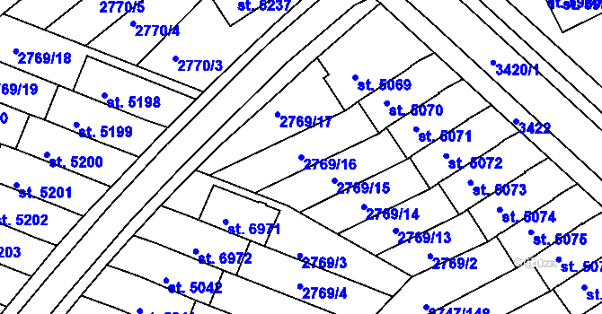 Parcela st. 2769/16 v KÚ Kroměříž, Katastrální mapa