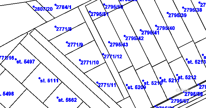 Parcela st. 2771/12 v KÚ Kroměříž, Katastrální mapa