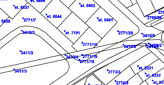 Parcela st. 2771/15 v KÚ Kroměříž, Katastrální mapa