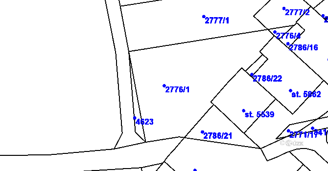 Parcela st. 2776/1 v KÚ Kroměříž, Katastrální mapa