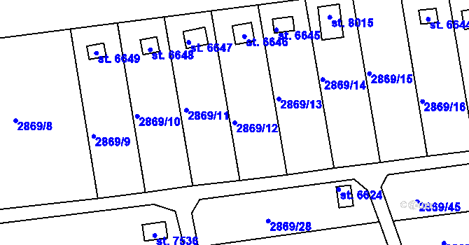 Parcela st. 2869/12 v KÚ Kroměříž, Katastrální mapa