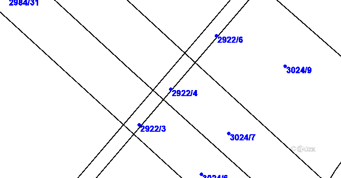 Parcela st. 2922/4 v KÚ Kroměříž, Katastrální mapa