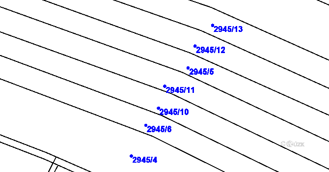 Parcela st. 2945/11 v KÚ Kroměříž, Katastrální mapa