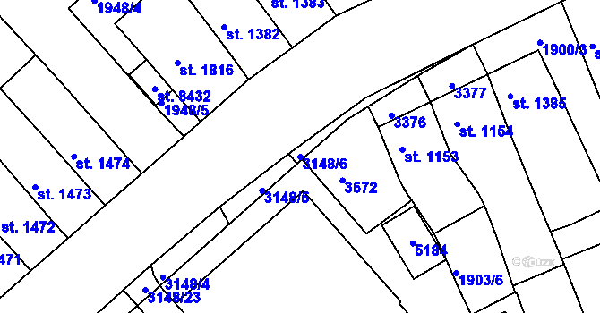 Parcela st. 3148/6 v KÚ Kroměříž, Katastrální mapa